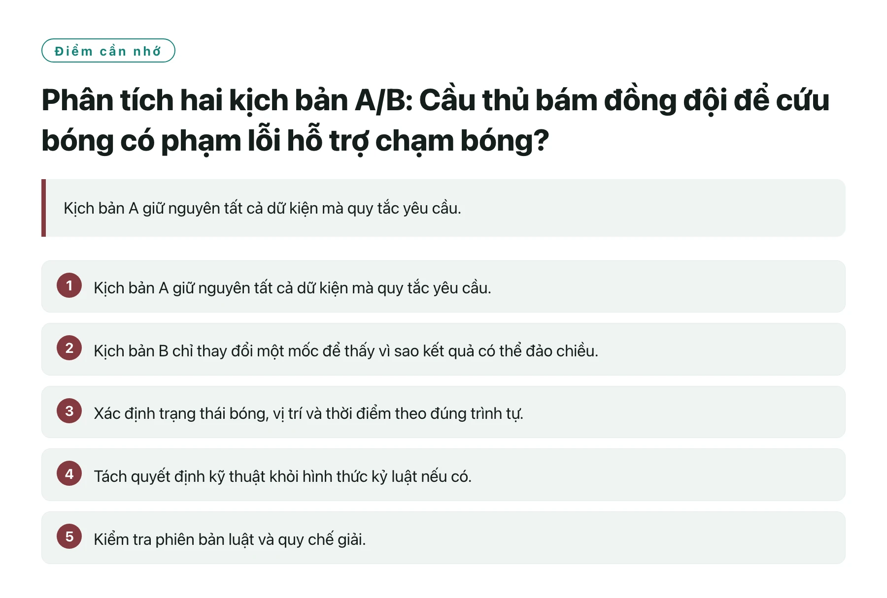 Phân tích hai kịch bản A/B: Cầu thủ bám đồng đội để cứu bóng có phạm lỗi hỗ trợ chạm bóng?——全文要点速览