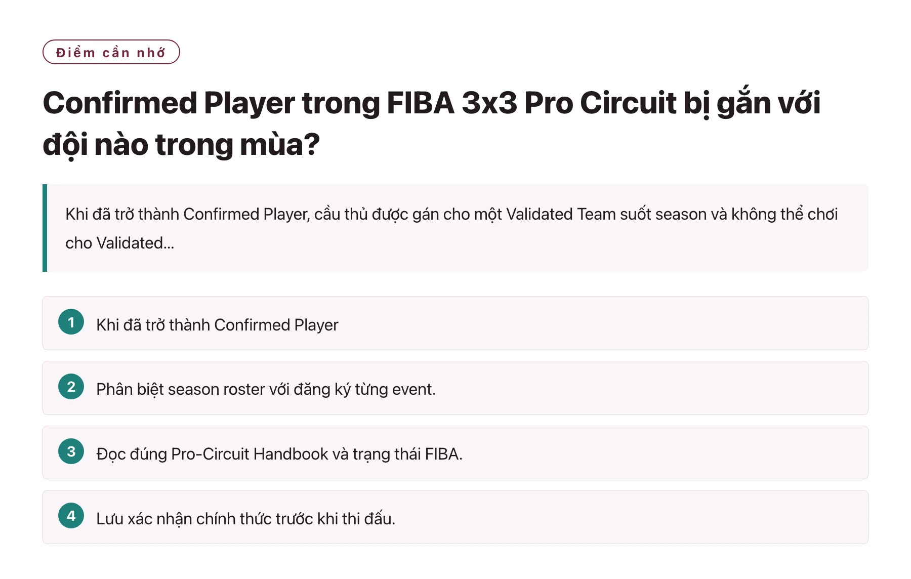 Confirmed Player trong FIBA 3x3 Pro Circuit bị gắn với đội nào trong mùa?——全文要点速览